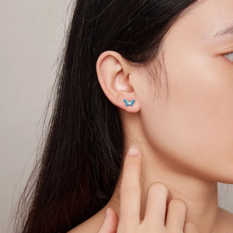 (image for) Pandora Style Exquisite Butterfly Studs Earrings - SCE1571 - View 6