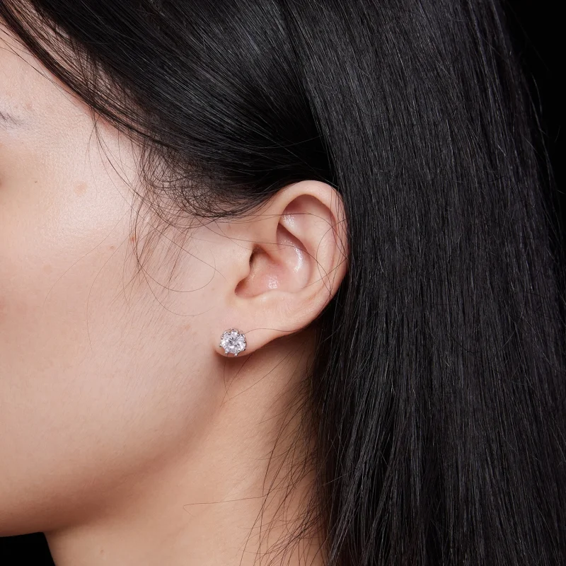 (image for) Pandora Style Exquisite Moissanite Studs Earrings(Two Certificates) - MSE016-L - View 6