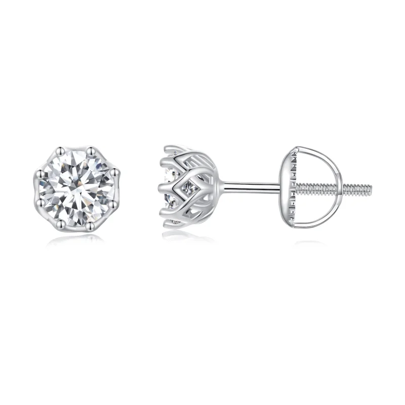 (image for) Pandora Style Exquisite Moissanite Studs Earrings(Two Certificates) - MSE016-S - Product Image