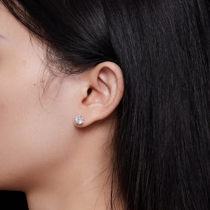 (image for) Pandora Style Exquisite Moissanite Studs Earrings(Two Certificates) - MSE017 - View 6