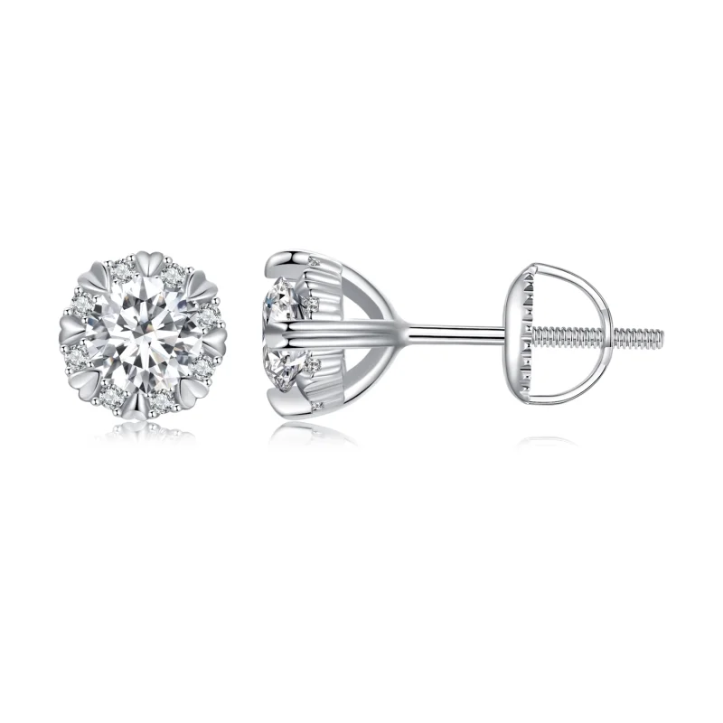 (image for) Pandora Style Exquisite Moissanite Studs Earrings(Two Certificates) - MSE017 - Product Image