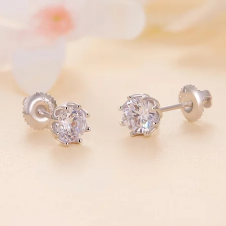 Pandora Style Exquisite Moissanite Studs Earrings(Two Certificates) - MSE016-S