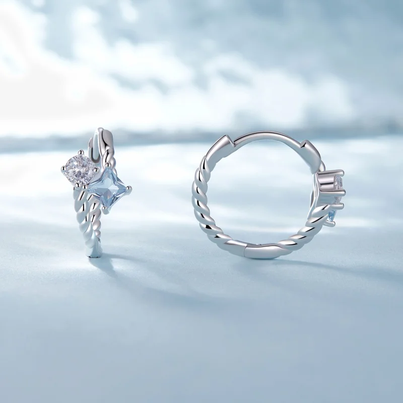 (image for) Pandora Style Exquisite Stone-Encrusted Hoop Earrings - SCE1587 - View 2