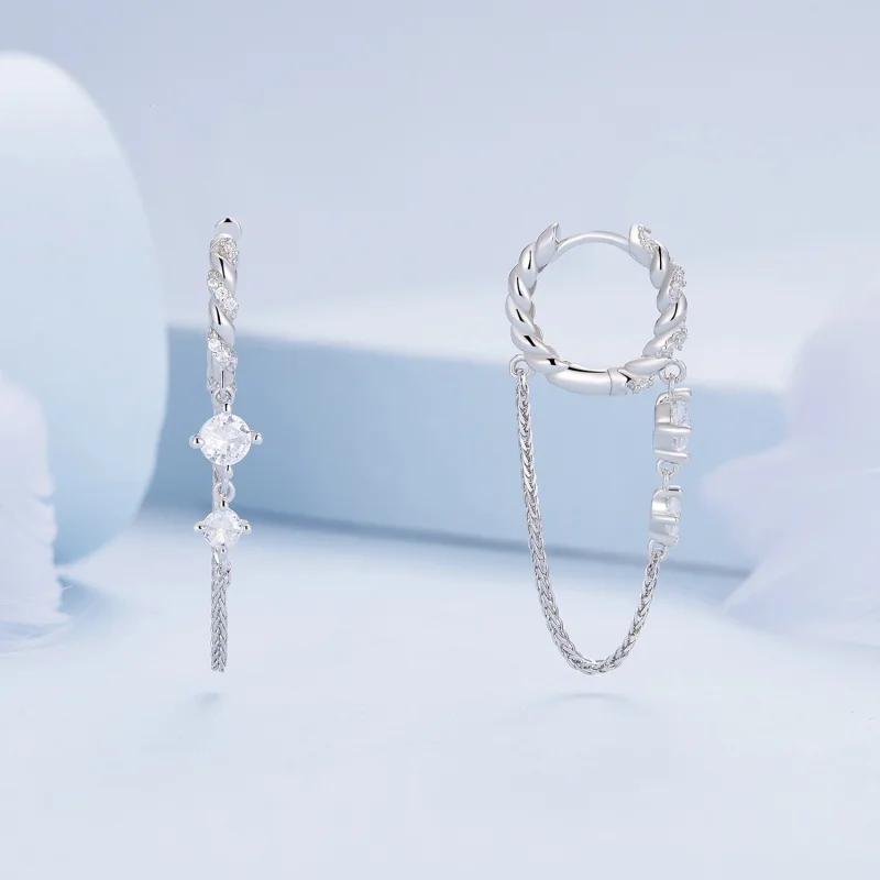 (image for) Pandora Style Exquisite Tassel Hoop Earrings - BSE822 - View 2