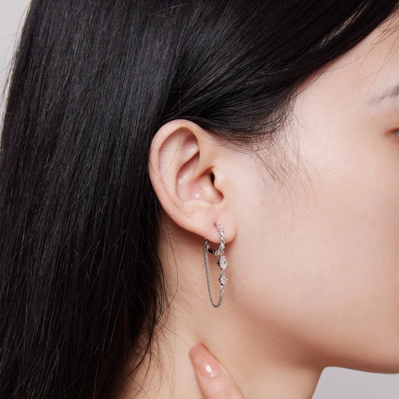 (image for) Pandora Style Exquisite Tassel Hoop Earrings - BSE822 - View 6