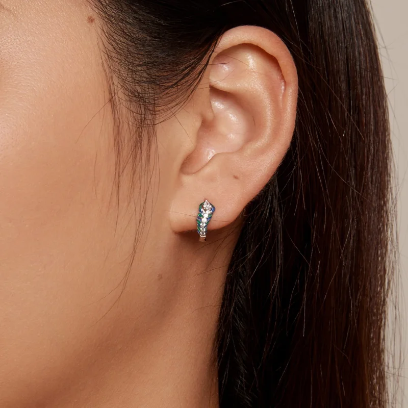 (image for) Pandora Style Feather Hoop Earrings - BSE882 - View 7