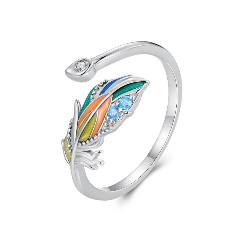 (image for) Pandora Style Feather Open Ring - BSR469-E - Product Image