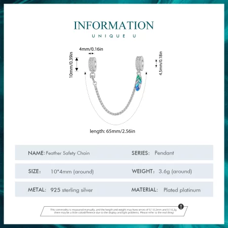 Pandora Style Feather safe Chain - BSC914