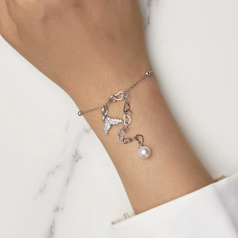 (image for) Pandora Style Fishtail Shell Beads Chain Bracelet - SCB257 - View 5