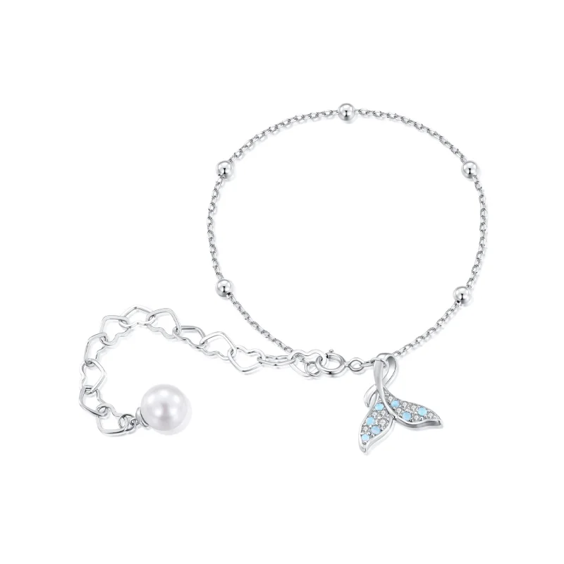 (image for) Pandora Style Fishtail Shell Beads Chain Bracelet - SCB257 - Product Image