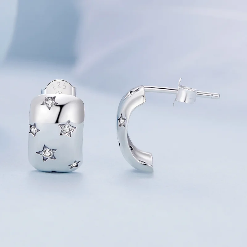 (image for) Pandora Style Flash Star Studs Earrings - BSE884 - View 4