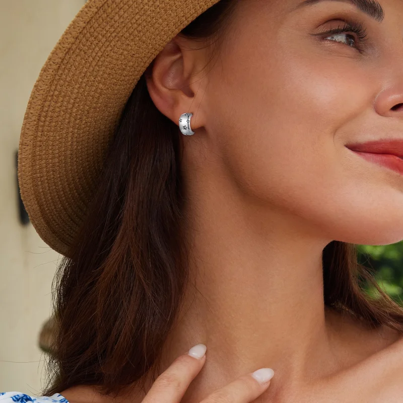 (image for) Pandora Style Flash Star Studs Earrings - BSE884 - View 5