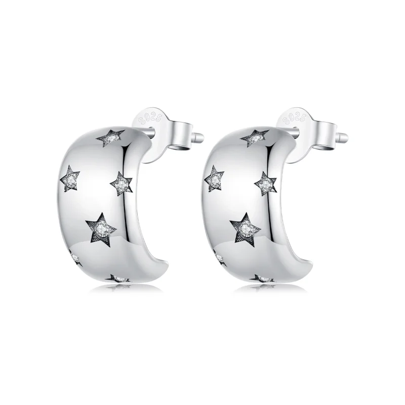 (image for) Pandora Style Flash Star Studs Earrings - BSE884 - Product Image