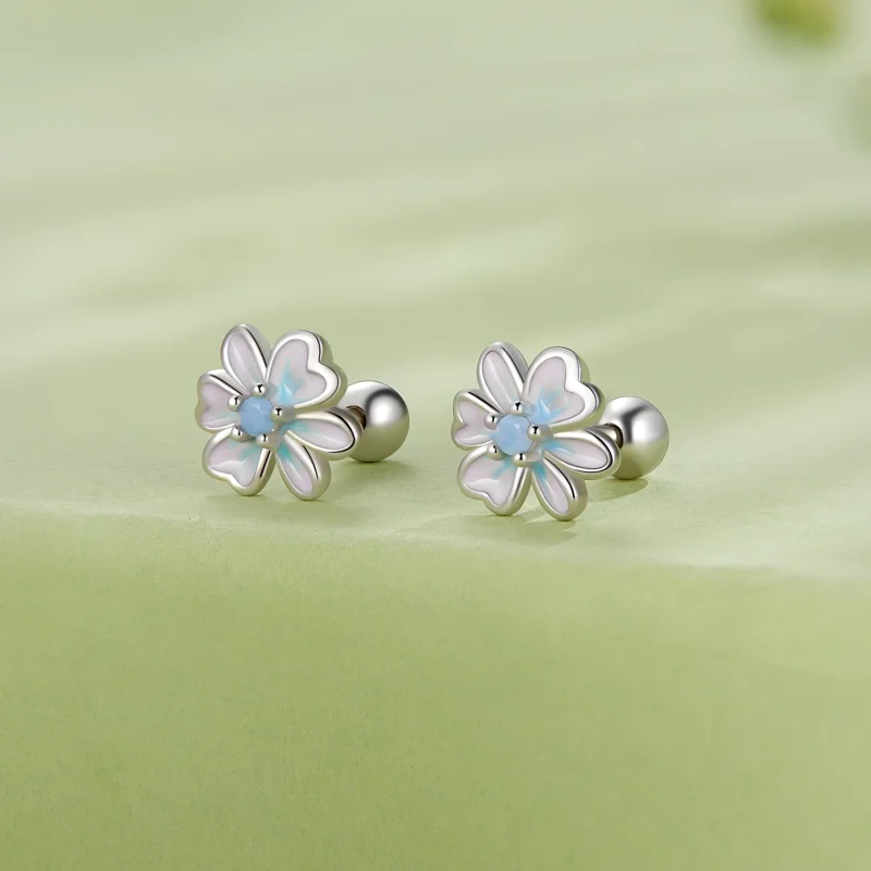 (image for) Pandora Style Flower Studs Earrings - SCE1572 - View 2