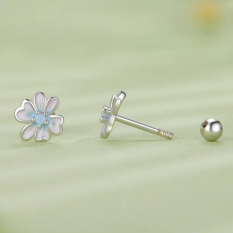 (image for) Pandora Style Flower Studs Earrings - SCE1572 - View 3
