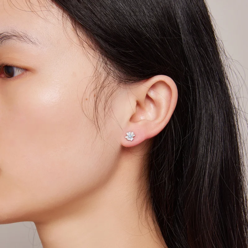 (image for) Pandora Style Flower Studs Earrings - SCE1572 - View 7