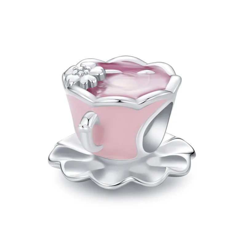 (image for) Pandora Style Flower Tea Cup Charm - SCC2563 - Product Image