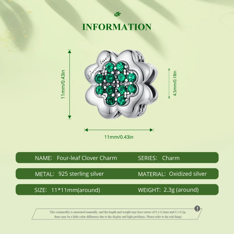 (image for) Pandora Style Four Leaf Clover Charm - SCC2604 - View 6