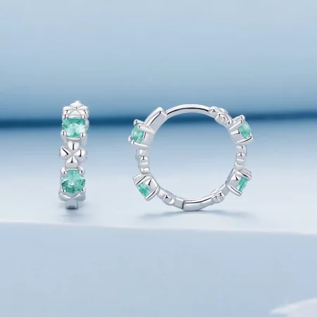 Pandora Style Four Leaf Clover Hoop Earrings - BSE826