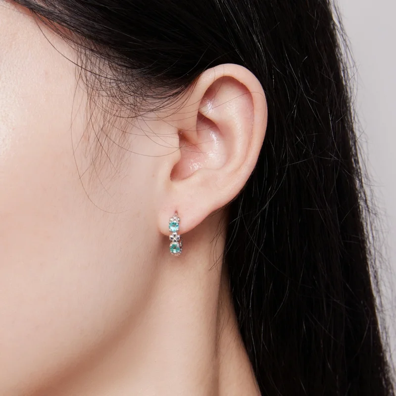 (image for) Pandora Style Four Leaf Clover Hoop Earrings - BSE826 - View 7