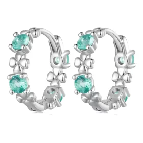 Pandora Style Four Leaf Clover Hoop Earrings - BSE826 Pandora Style Four Leaf Clover Hoop Earrings - BSE826