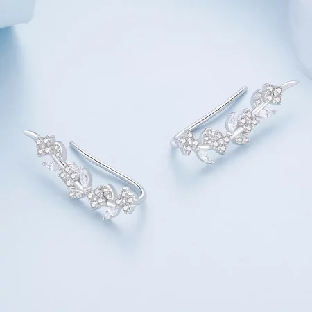 Pandora Style Four Leaf Clover Long Stud Earrings - BSE819