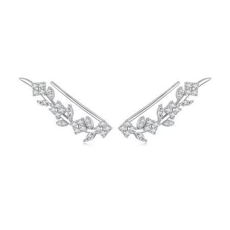 Pandora Style Four Leaf Clover Long Stud Earrings - BSE819