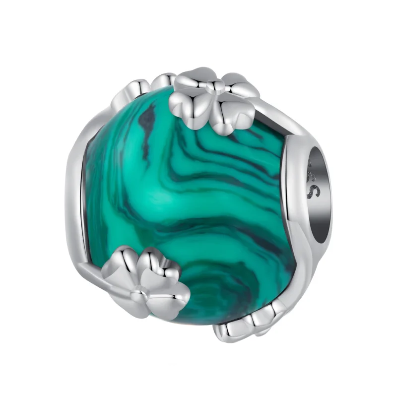 (image for) Pandora Style Four Leaf Clover Malachite Charm - SCC2489 - Product Image