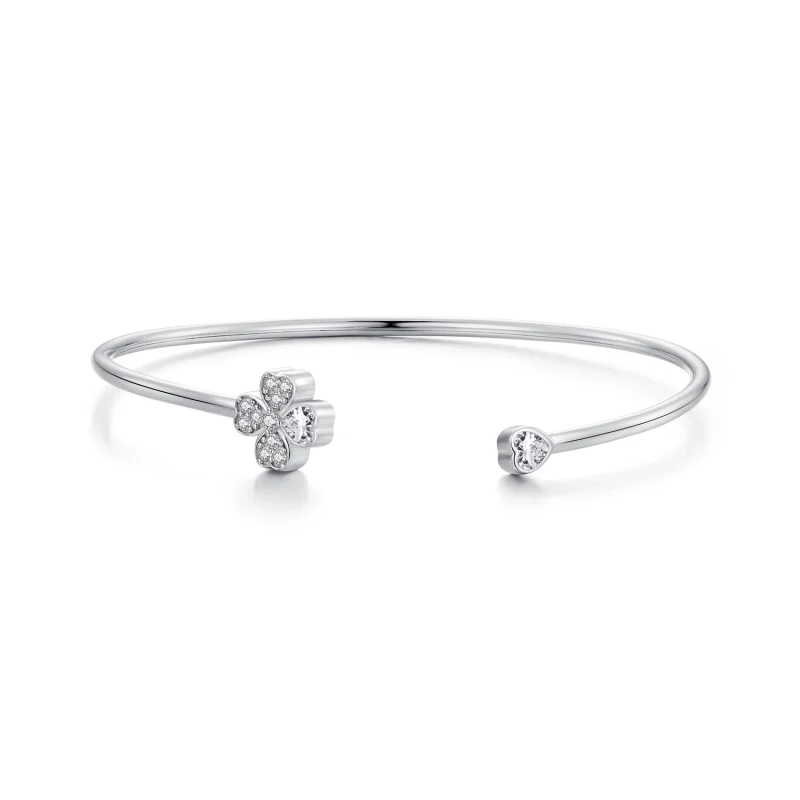 (image for) Pandora Style Four Leaf Clover Open Bangle - BSB134 - Product Image