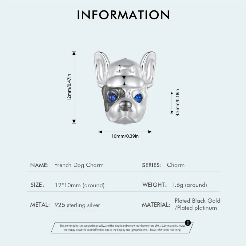 (image for) Pandora Style French Bulldog Charm - SCC2588 - View 4