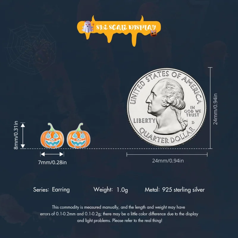 (image for) Pandora Style Glow-In-The-Dark Pumpkin Personalized Studs Earrings - SCE1640 - View 7