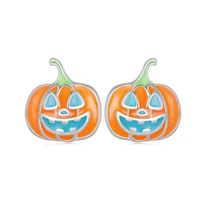 (image for) Pandora Style Glow-In-The-Dark Pumpkin Personalized Studs Earrings - SCE1640