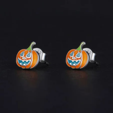 Pandora Style Glow-In-The-Dark Pumpkin Personalized Studs Earrings - SCE1640