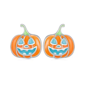 Pandora Style Glow-In-The-Dark Pumpkin Personalized Studs Earrings - SCE1640