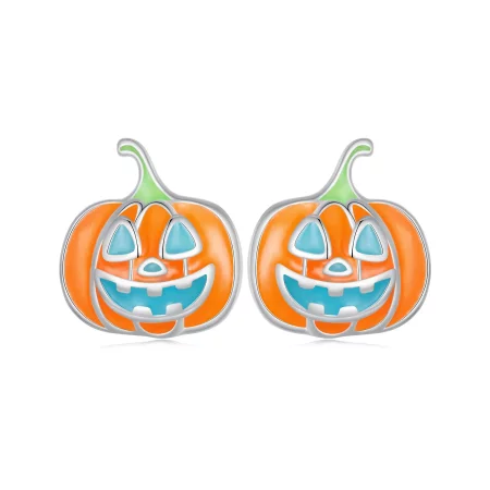 Pandora Style Glow-In-The-Dark Pumpkin Personalized Studs Earrings - SCE1640