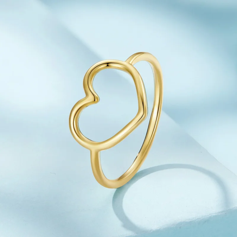 (image for) Pandora Style Gold Heart Shaped Ring - SCR641-B - View 2