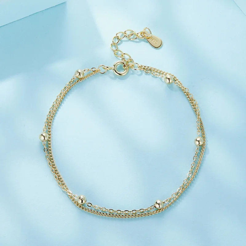 (image for) Pandora Style Golden Bead Chain Bracelet - SCB131-B - View 3