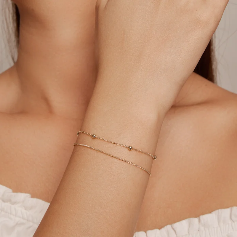 (image for) Pandora Style Golden Bead Chain Bracelet - SCB131-B - View 5