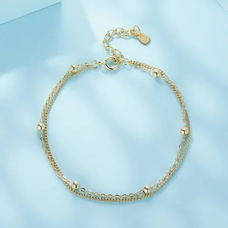 Pandora Style Golden Bead Chain Bracelet - SCB131-B