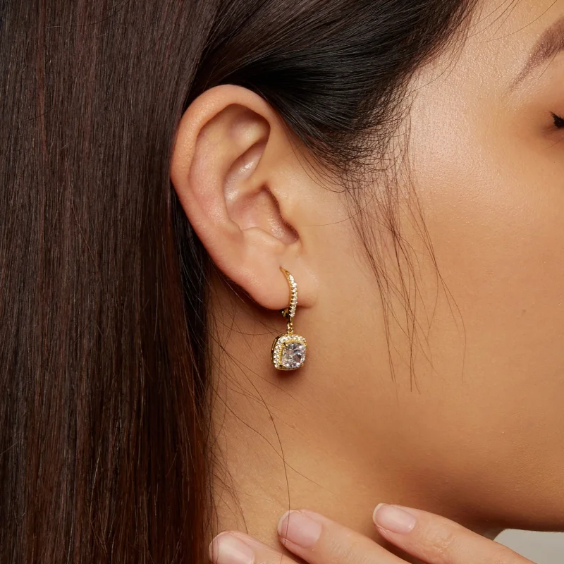 (image for) Pandora Style Golden Bright Time Dangle Earrings - SCE520-B - View 5