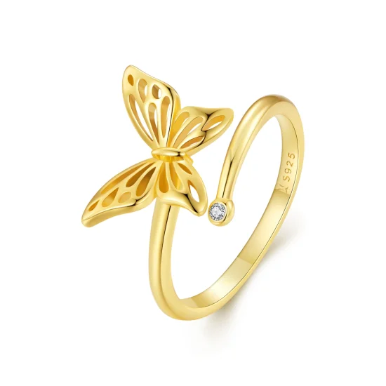 (image for) Pandora Style Golden Butterfly Dream Open Ring - SCR448-B