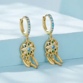 Pandora Style Golden Dreamcatcher Dangle Earrings - SCE713-B Pandora Style Golden Dreamcatcher Dangle Earrings - SCE713-B