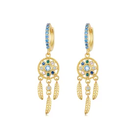 Pandora Style Golden Dreamcatcher Dangle Earrings - SCE713-B Pandora Style Golden Dreamcatcher Dangle Earrings - SCE713-B