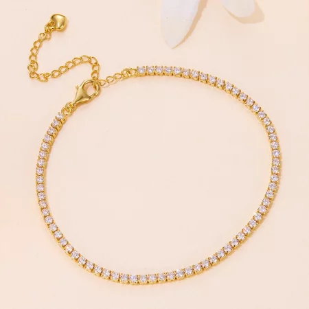 Pandora Style Golden Exquisite Zircon Chain Bracelet - BSB097-B