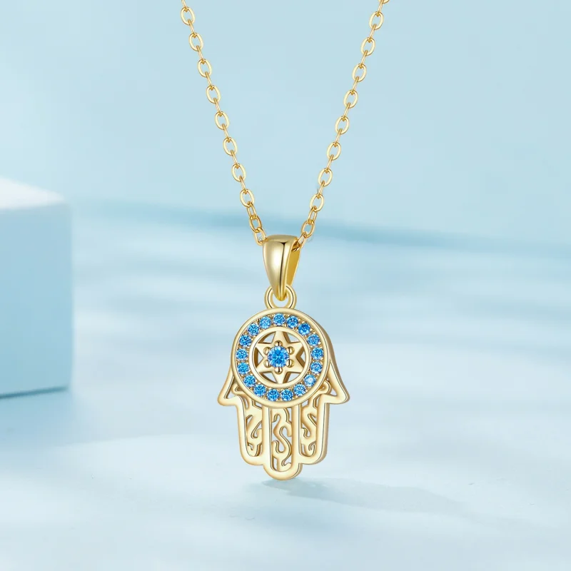 (image for) Pandora Style Golden Fatima's Guardian Necklace - SCN264-B - View 2