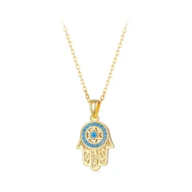 Pandora Style Golden Fatima's Guardian Necklace - SCN264-B Pandora Style Golden Fatima's Guardian Necklace - SCN264-B