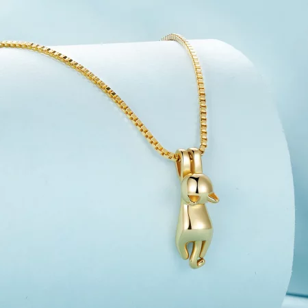 Pandora Style Golden Kitten Necklace - SCN032-B