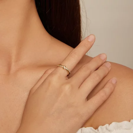 Pandora Style Golden Knot Ring - SCR896-B