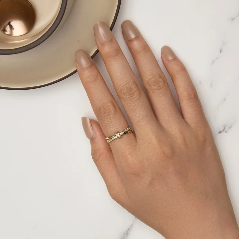 (image for) Pandora Style Golden Knot Ring - SCR896-B - View 5