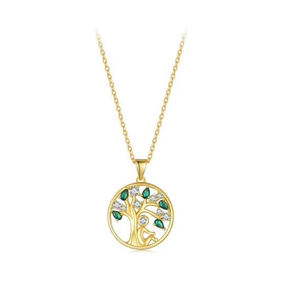 Pandora Style Golden Life Tree Necklace - SCN094-B
